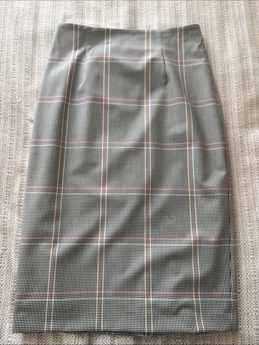 Tristan Gray Pencil Skirt with Multicoloured Windowpane